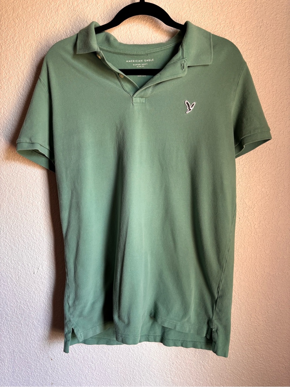Cotton Super Soft Slim Fit American Eagle  Men’s Sage Green Polo Shirt Large